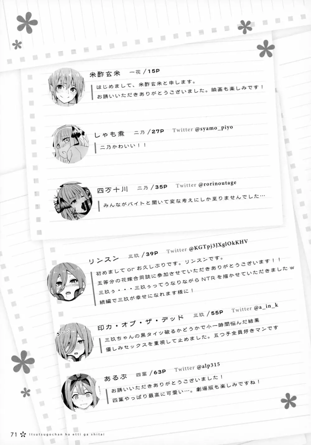 五つ子ちゃんはえっちがしたい Page.70