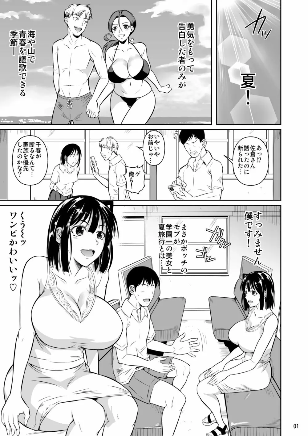 ボッチのモブ3彼女がドスケベ水着に着替えたら Page.2
