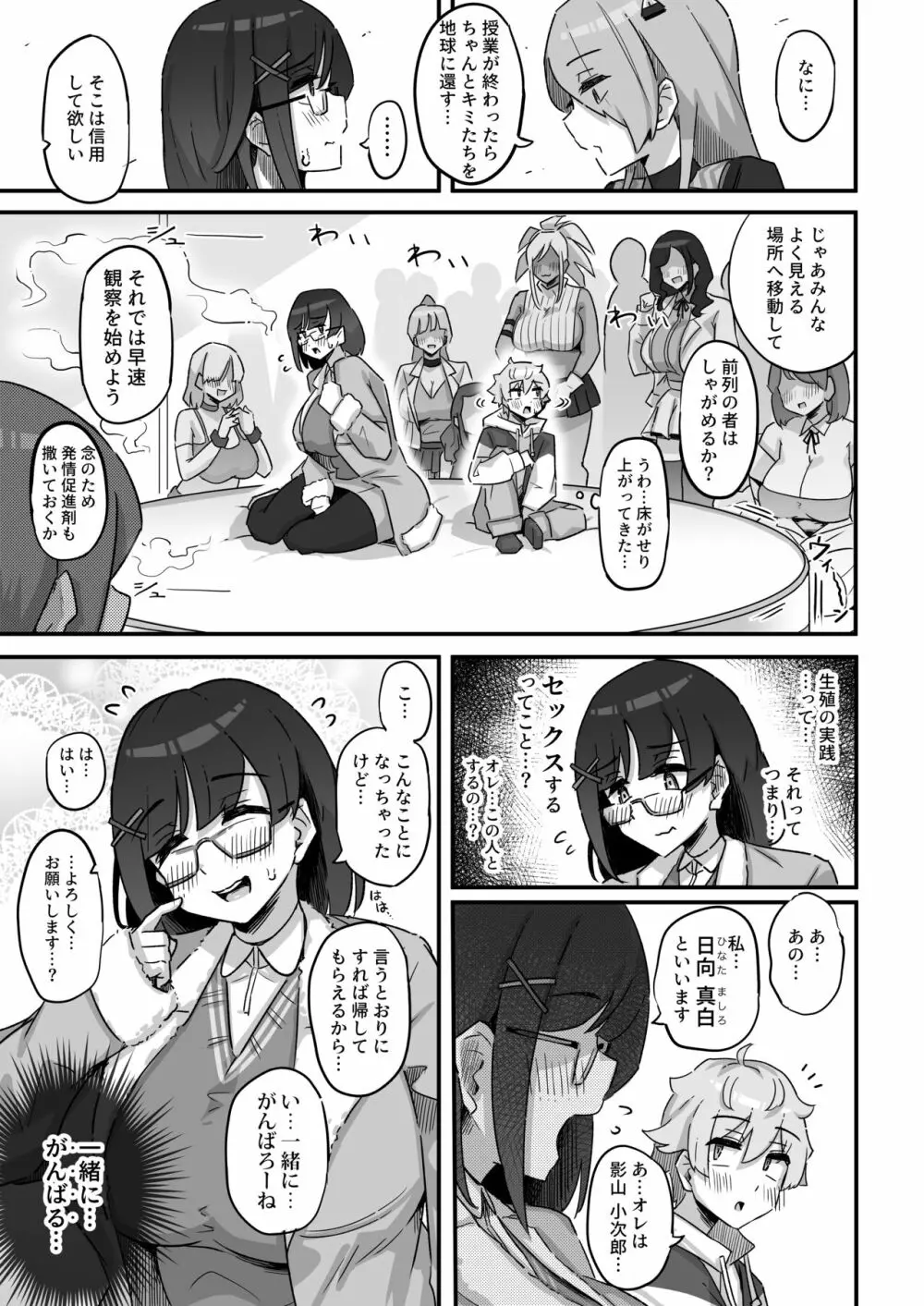 今日の授業は、地球人の繁殖活動の観察です。 Page.8