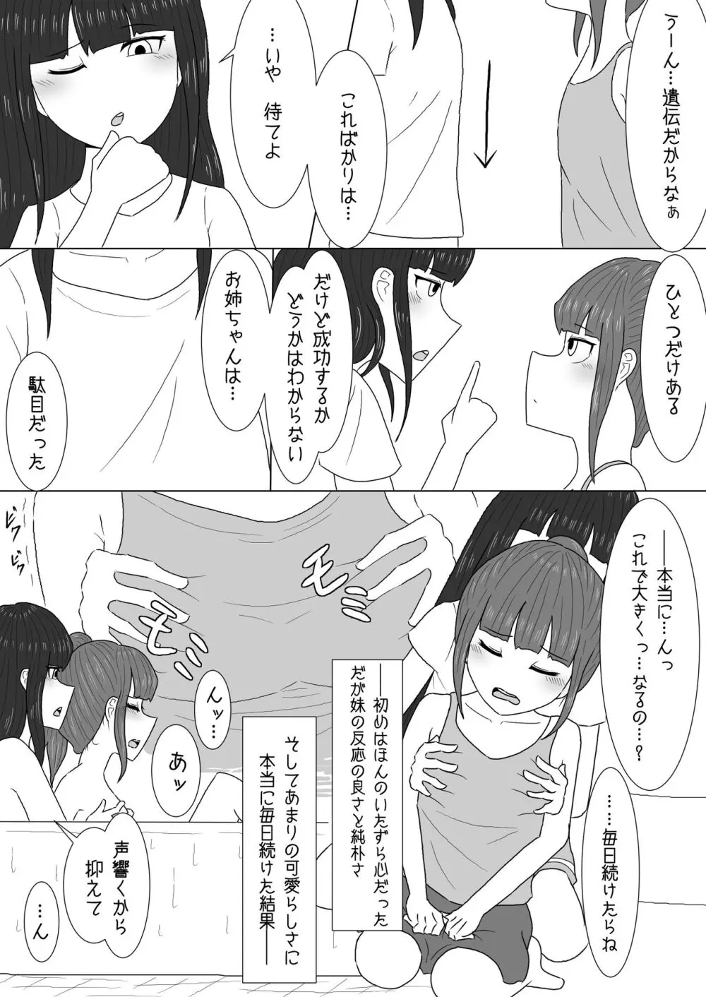マッサージと偽って妹の貧乳を毎日揉んでいたら急成長しちゃった話 Page.3