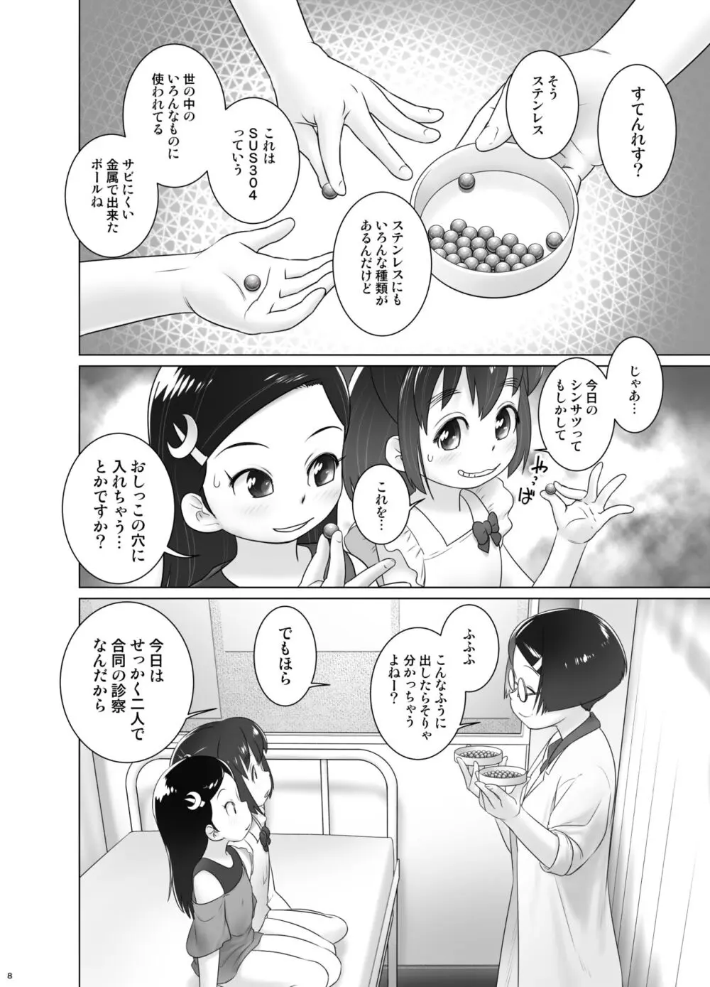 保健室のおしっ子先生 - もねとトモちゃんの合同尿道診察の日 Page.7