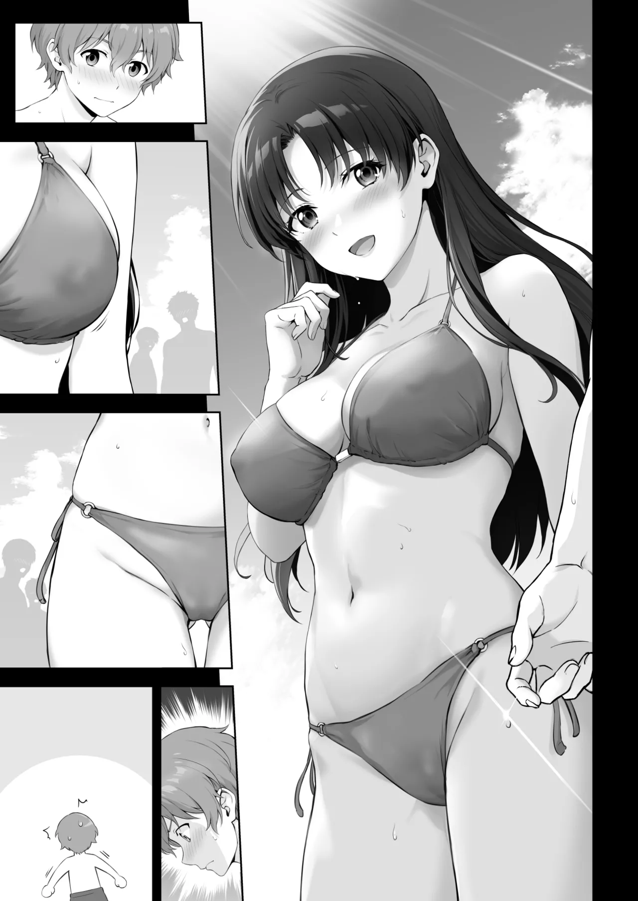 ビーチでモテモテの先輩と隠れてエッチなことする話
