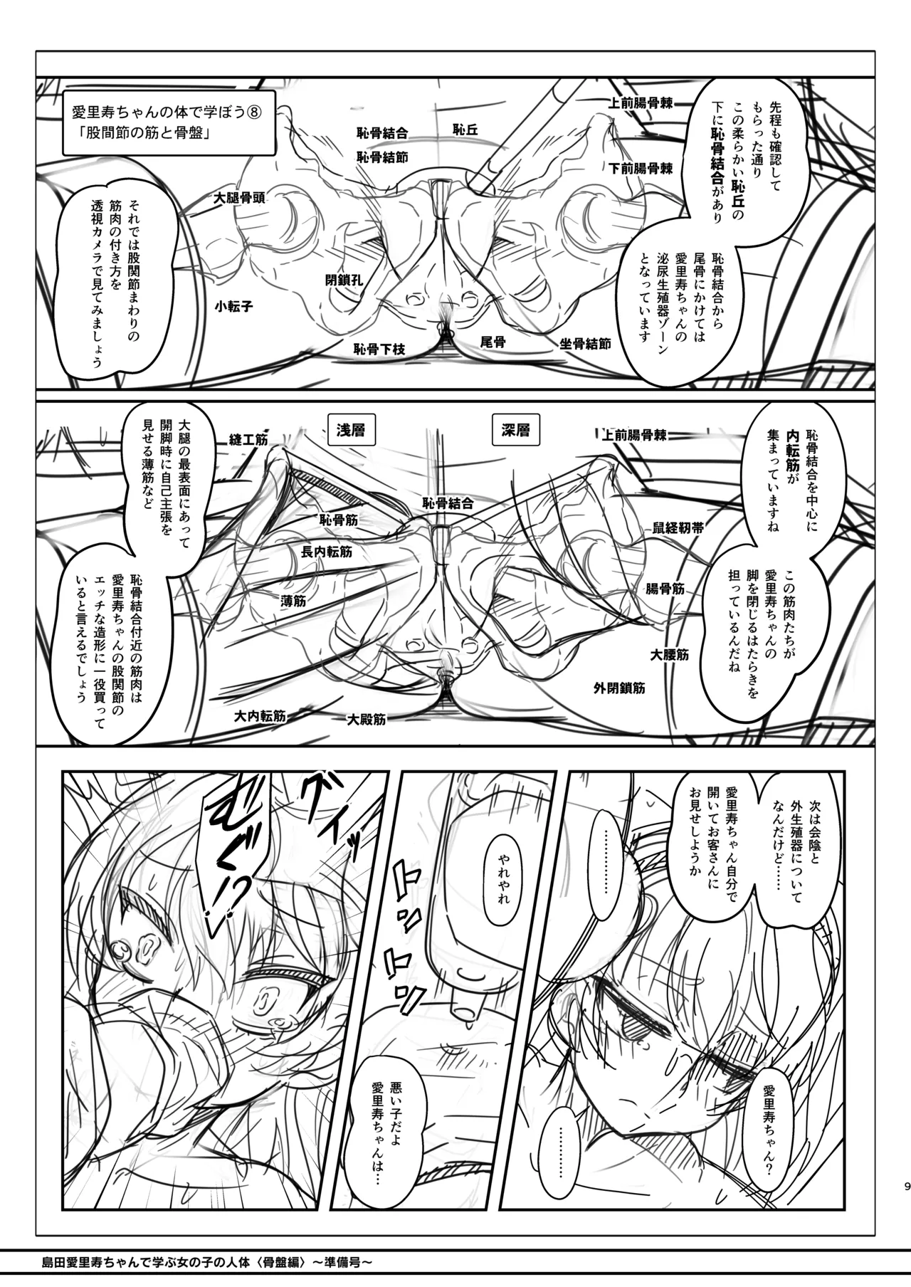 島田愛里寿ちゃんで学ぶ女の子の人体〈骨盤編〉下巻［準備号］ Page.9