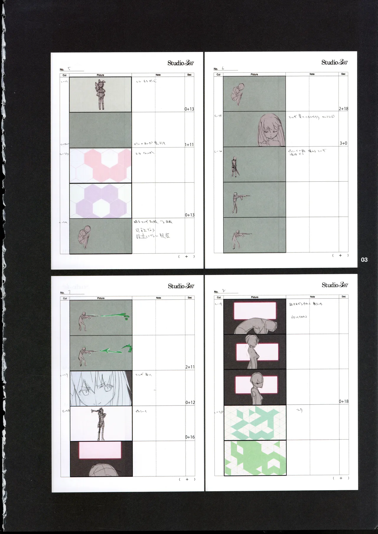 GGO ⅡのOPコンテと演出メモ+原画 Page.7