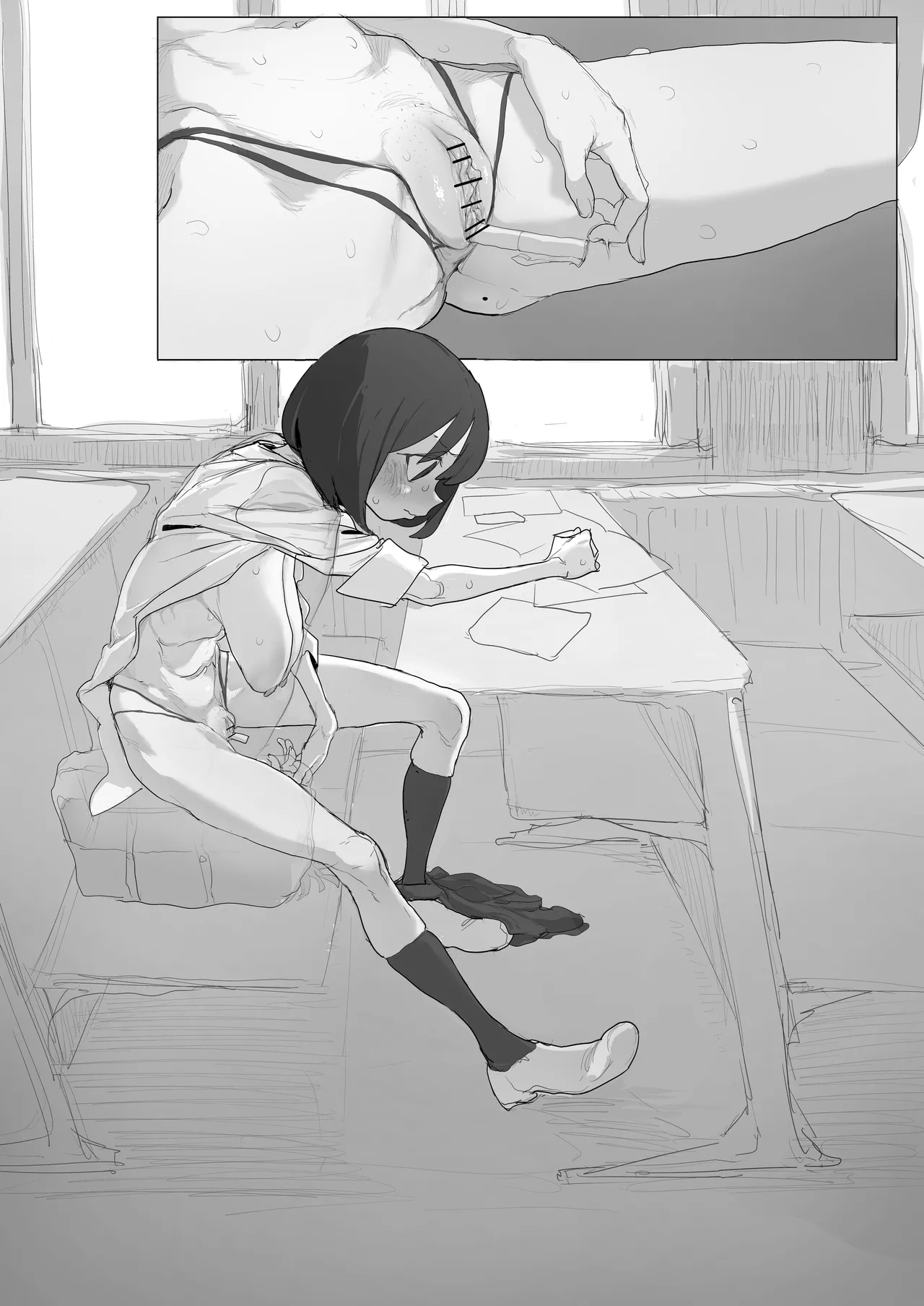 自習室で露出オナの練習してたら友達が来てピンチのルナちゃん Page.21