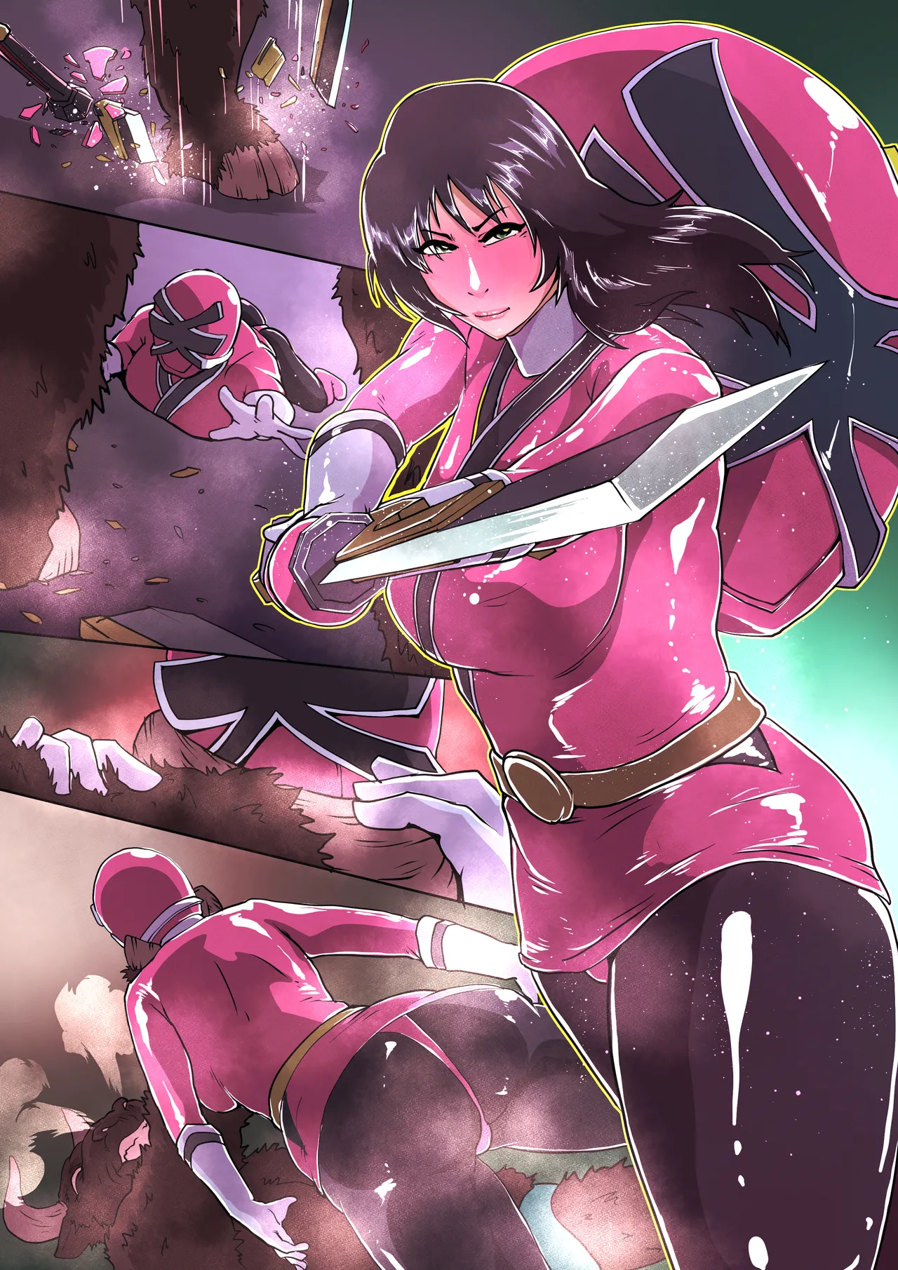 罰を受けるシンケンピンク Page.3