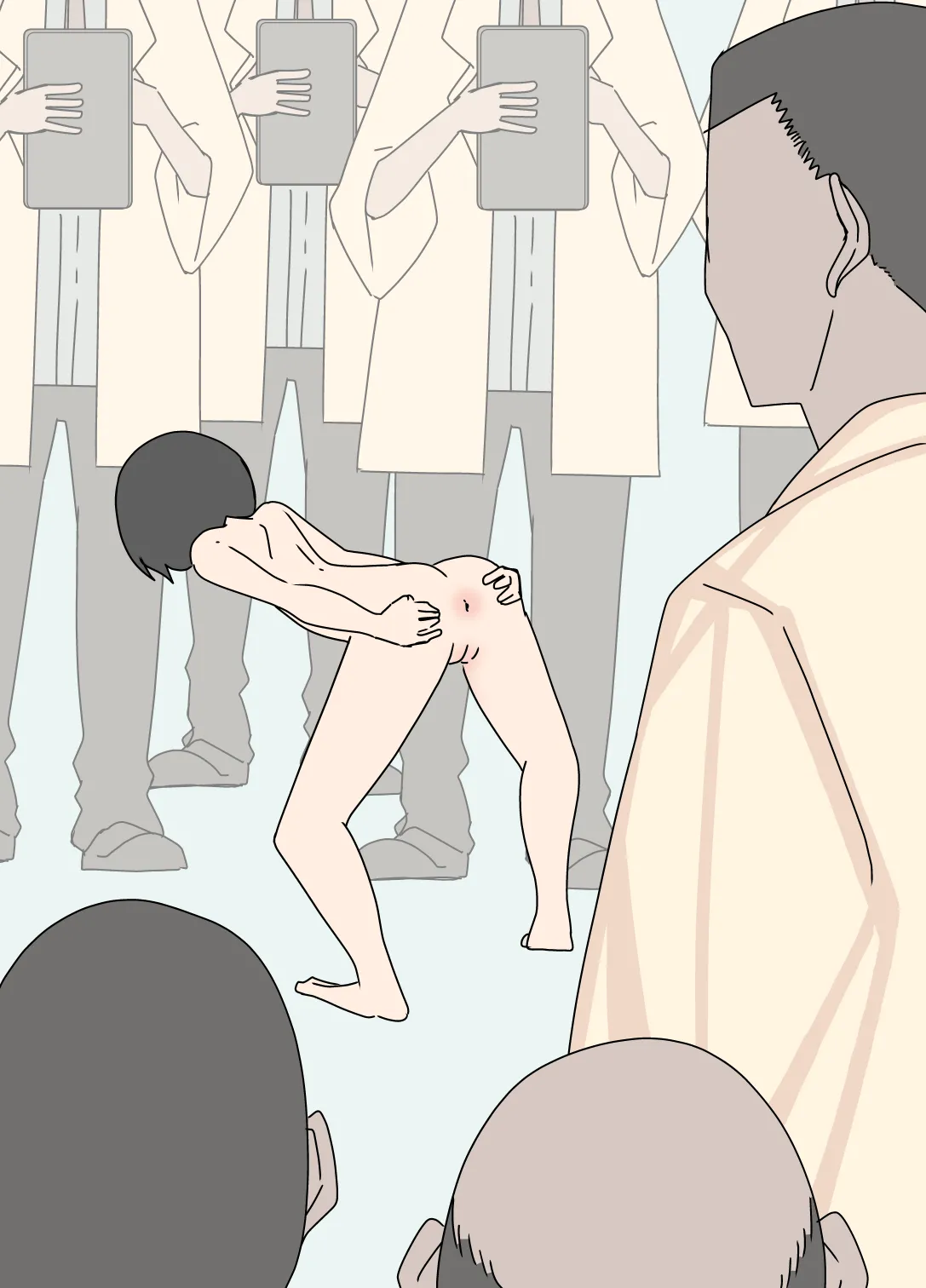 研究のために強制的に裸にされて浣腸された少女 Page.8