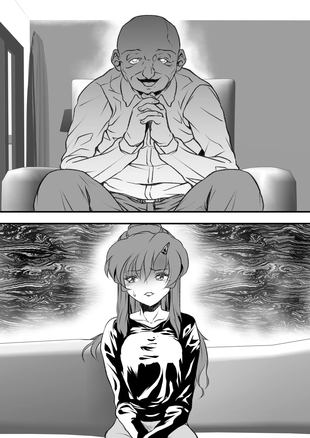巨乳の新婚人妻さん マンガ家旦那の連載継続のため編集長と取引してNTR… Page.35