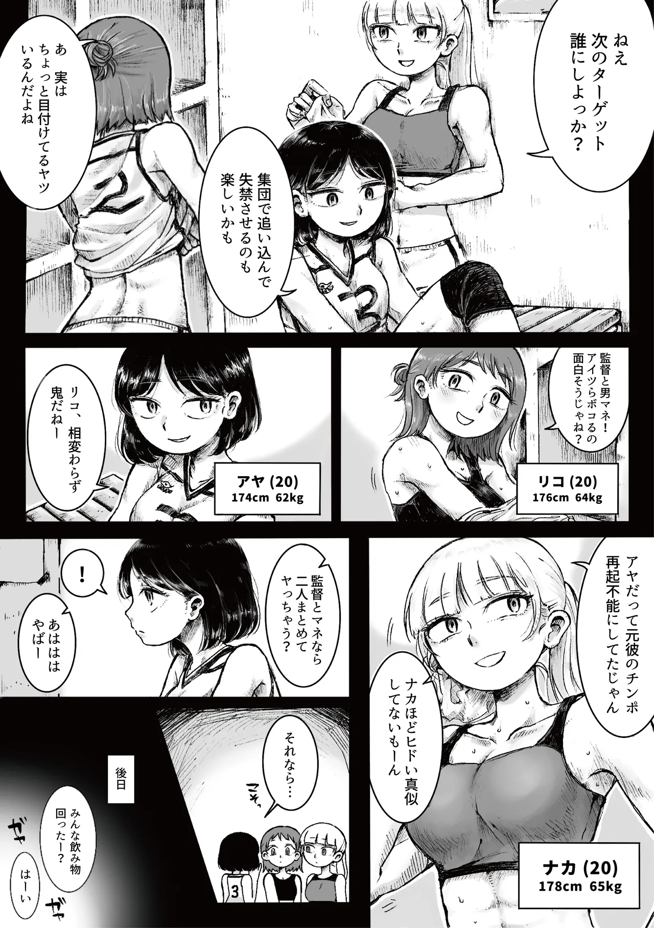 ドS女子バレー部員による男狩り合宿 ～オトコのくせに泣いて失禁しちゃうの?男廃業リンチのターゲットにされ強制M男堕ちさせられた若手監督と男子マネ～ Page.3