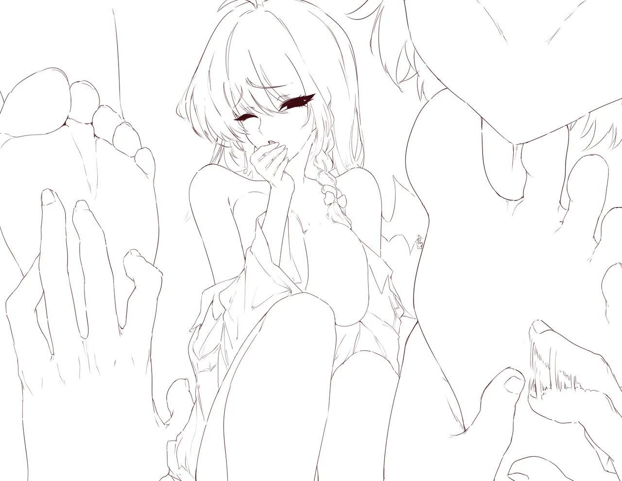 ハルナちゃんの足をくすぐったり舐めたりしておもらしさせる絵 Page.17
