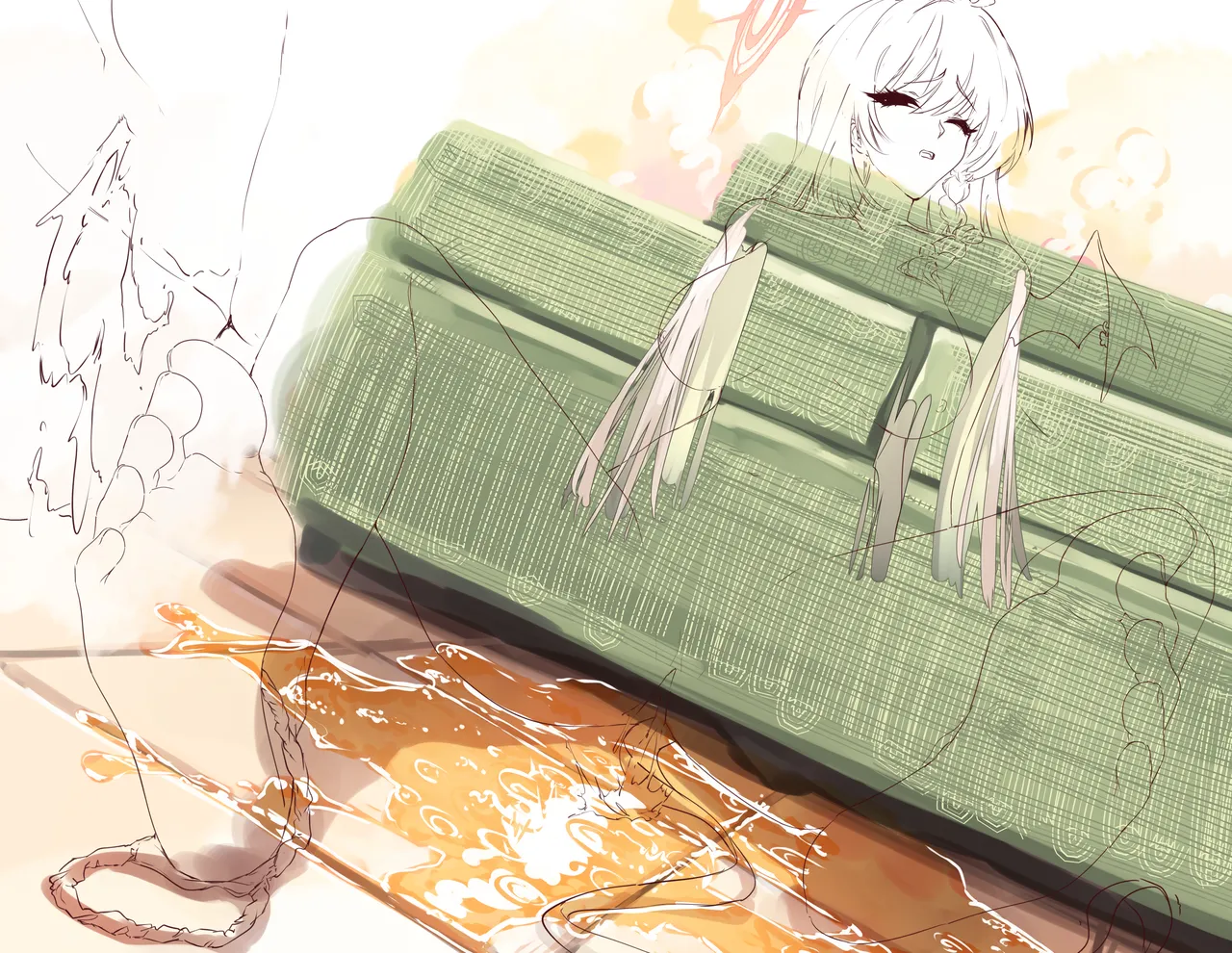 ハルナちゃんの足をくすぐったり舐めたりしておもらしさせる絵 Page.32