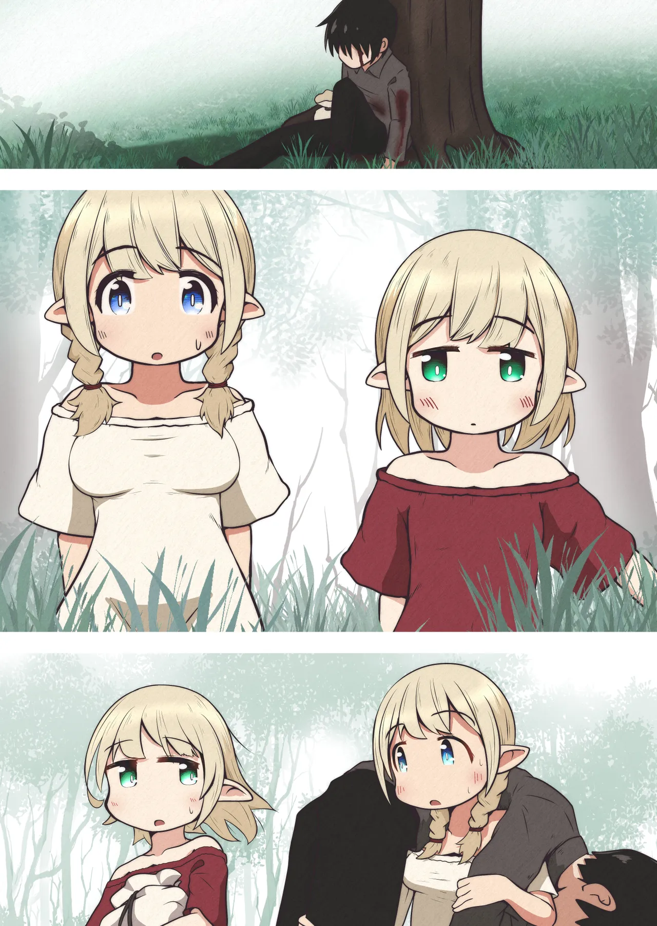 エルフの姉妹に助けられた冒険者が性奴隷にされるお話 Page.30